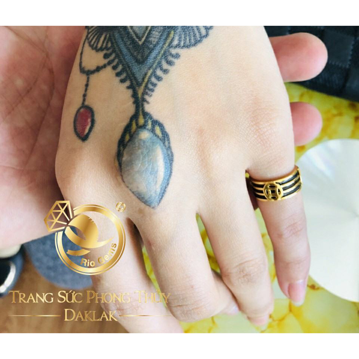 Nhẫn đồng tiền vàng tài lộc dát lòng