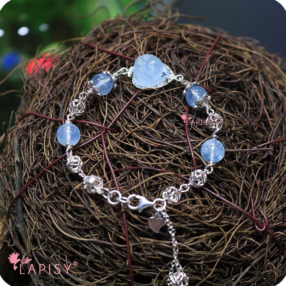 Keva (vòng tay nhện aquamarine+bạc 952)