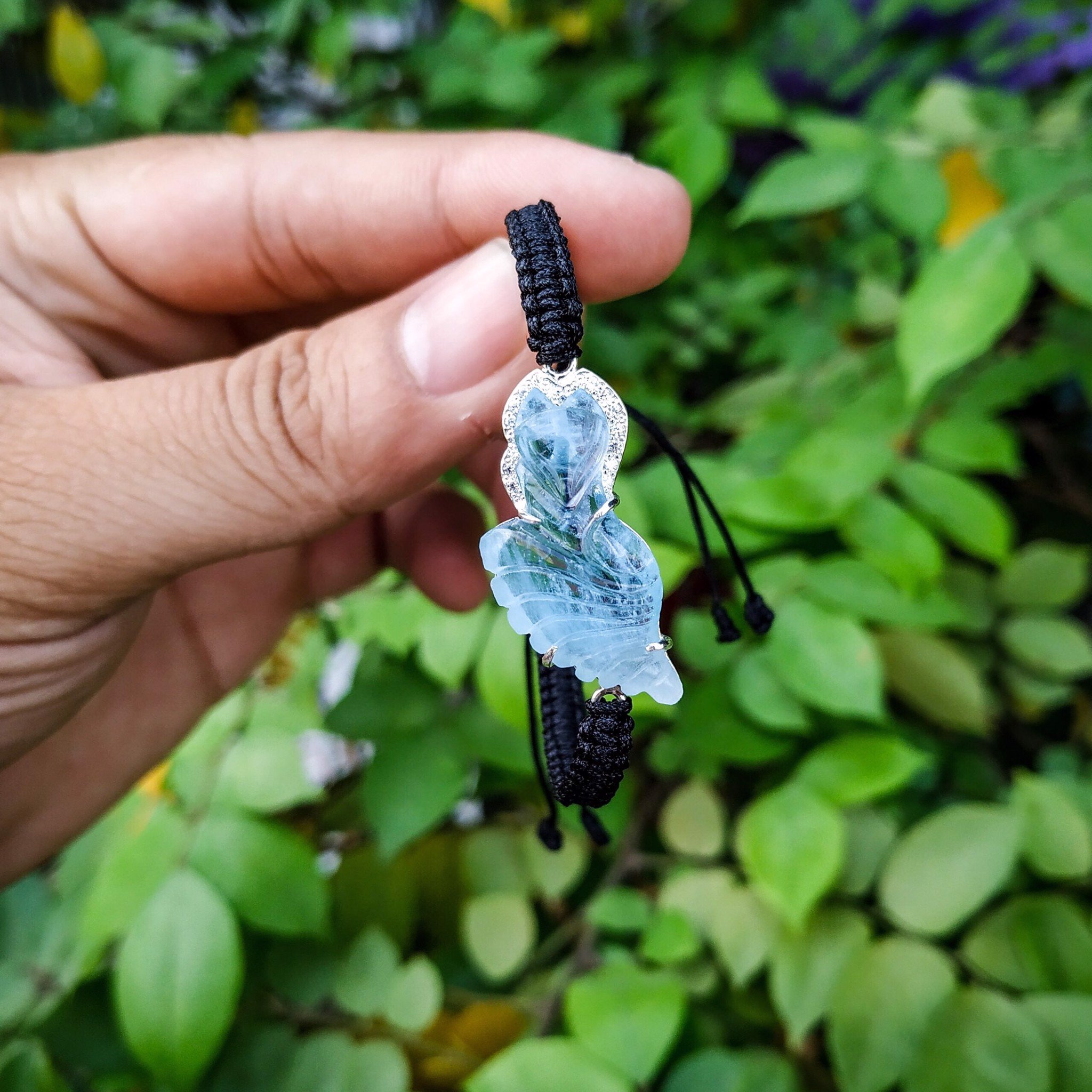 Vòng tay tết dây hồ ly Aquamarine AA