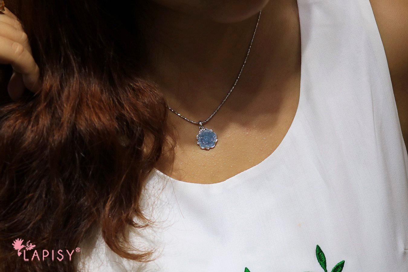 Mặt dây Mẫu Đơn Aquamarine