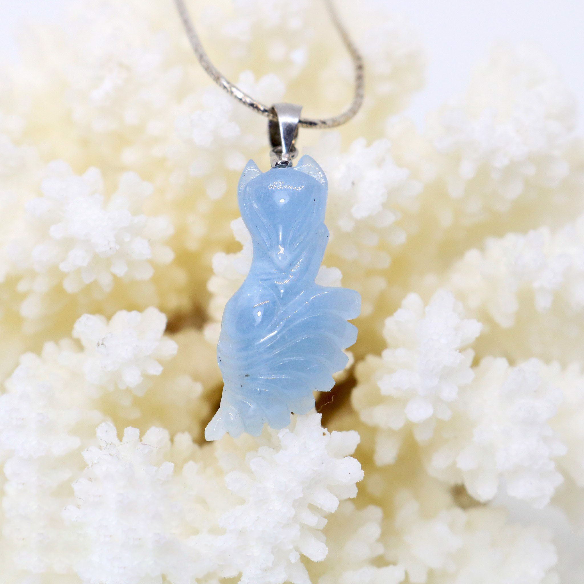 Mặt dây hồ ly Aquamarine AAA