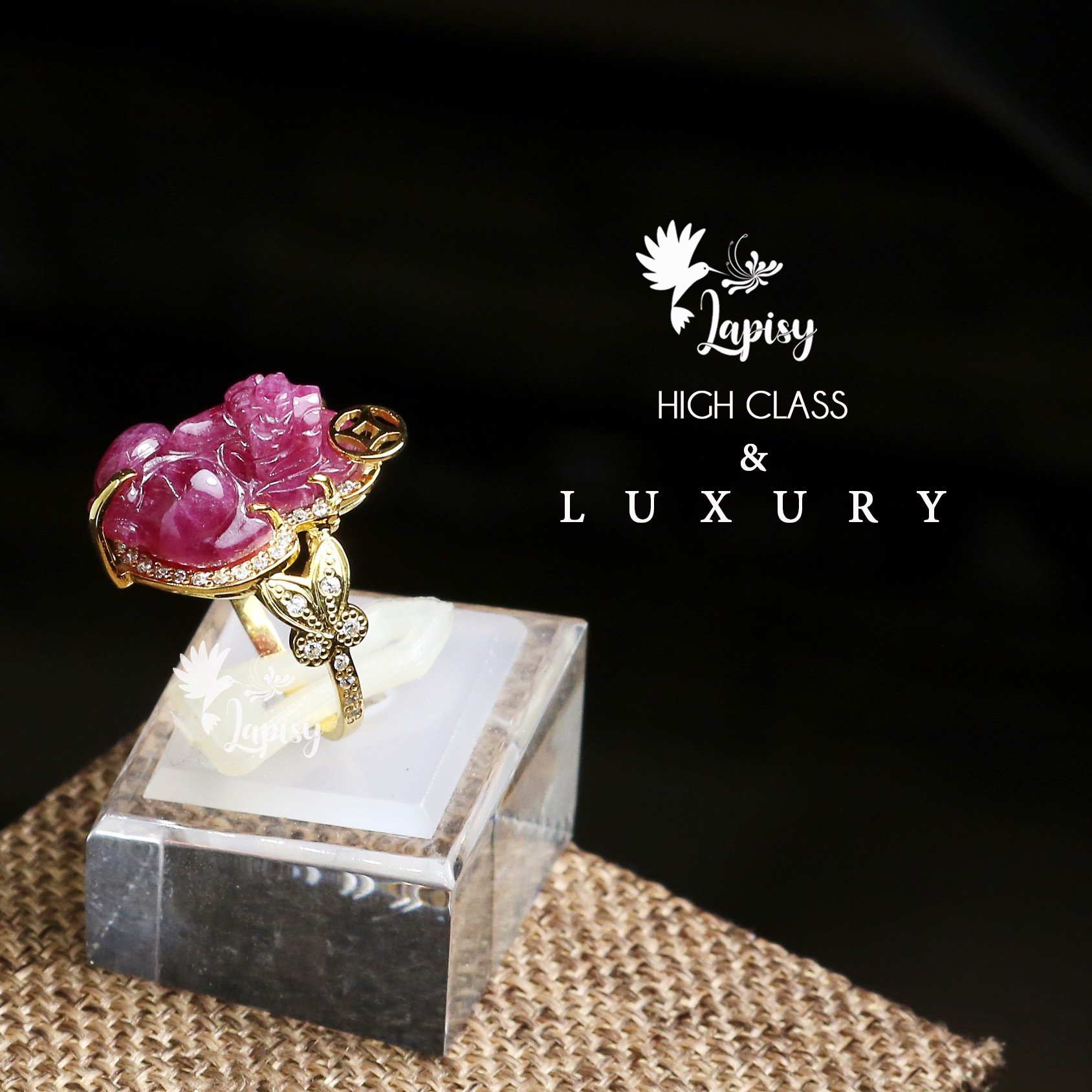 Nhẫn tỳ hưu ruby loại VIP  