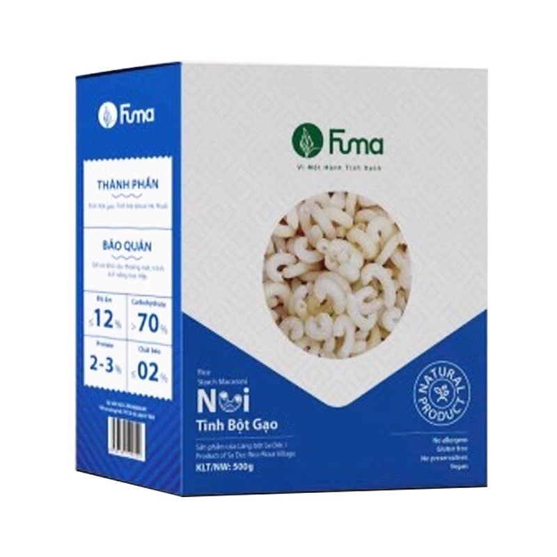 Nui tinh bột gạo Fuma - sản phẩm thuần tự nhiên - hộp 500g