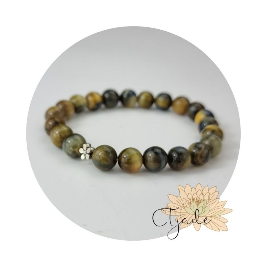 2106021 Trang sức đá phong thủy hộ mệnh vòng tay đá Mắt Hổ Tiger Eye CTjade