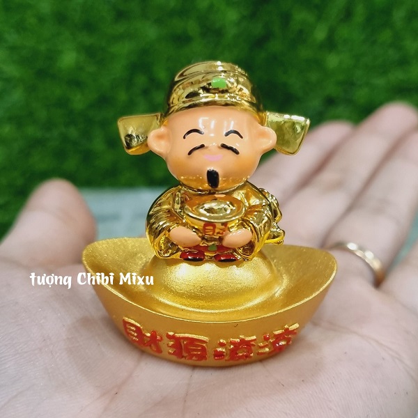 Tượng Thần Tài 3.5cm kèm thỏi vàng 4cm