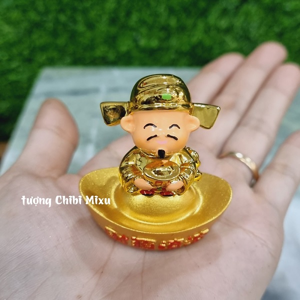 Tượng Thần Tài 3.5cm kèm thỏi vàng 4cm