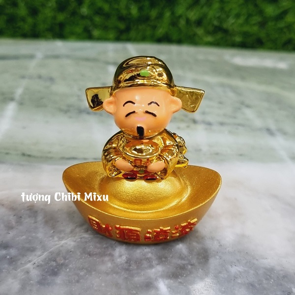 Tượng Thần Tài 3.5cm kèm thỏi vàng 4cm