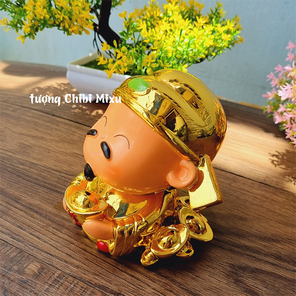 Tượng Thần Tài chibi size 10cm tròn đầy nước xi cao cấp