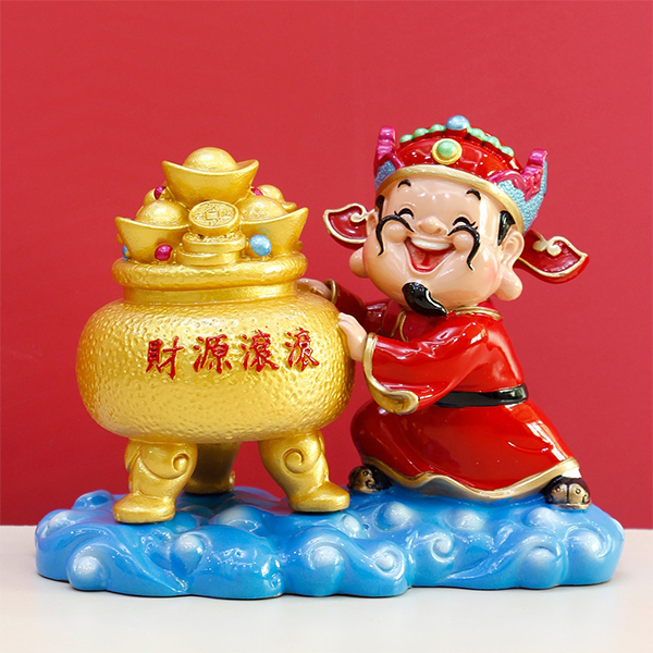 Tượng chibi Thần Tài 10cm - cầm chậu vàng