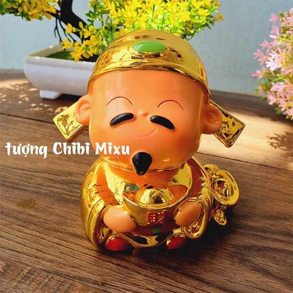 Tượng Thần Tài chibi size 10cm tròn đầy nước xi cao cấp