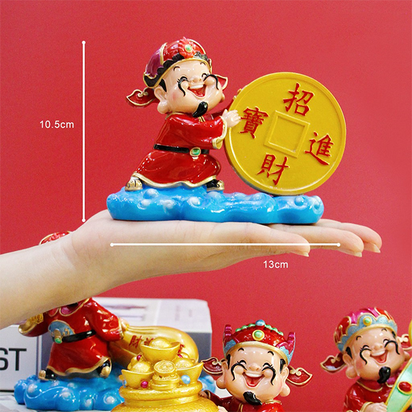 Tượng chibi Thần Tài 10cm - cầm đồng tiền vàng