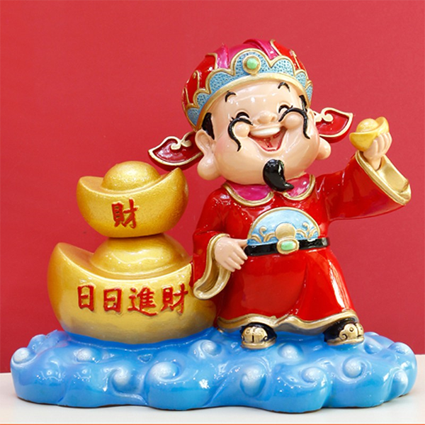 Tượng chibi Thần Tài 10cm - cầm thỏi vàng