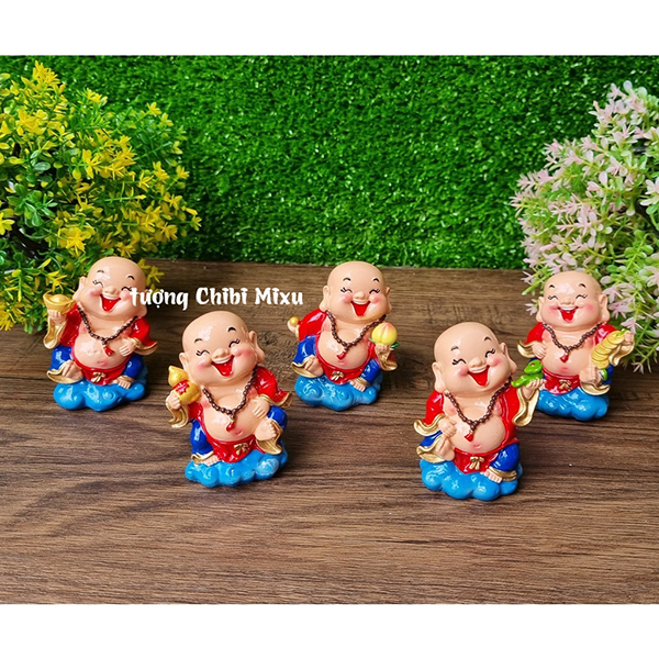 Bộ 05 tượng Di Lặc 7cm kèm chân đế