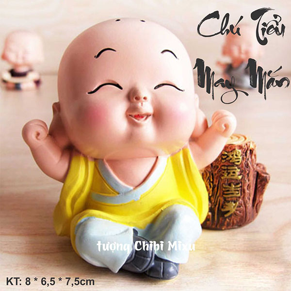 Tượng chibi chú tiểu may mắn