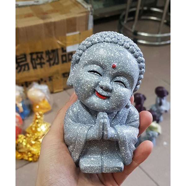 Tượng ni cô mỉm cười bằng đá size lớn 12cm