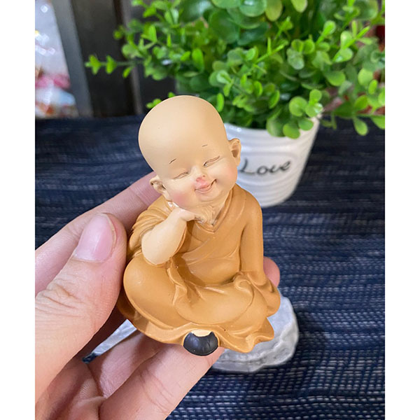 Bộ 03 chú áo nâu kèm đế giả đá size 7cm mini - mẫu ngồi