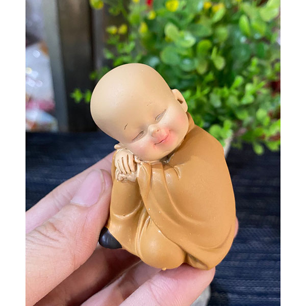 Bộ 03 chú áo nâu kèm đế giả đá size 7cm mini - mẫu ngồi