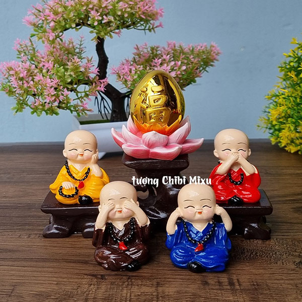 Bộ 04 tượng Tứ Không đeo chuỗi