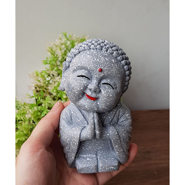 Tượng ni cô mỉm cười bằng đá size lớn 12cm