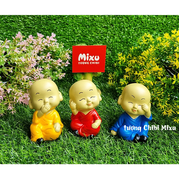 Bộ 03 chú tiểu Tam Không áo màu 8cm