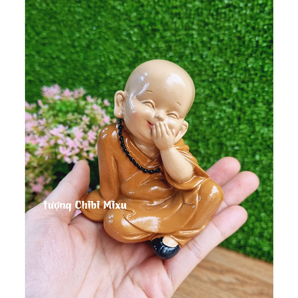 Bộ 03 chú tiểu áo nâu 10cm mẫu Tam Không