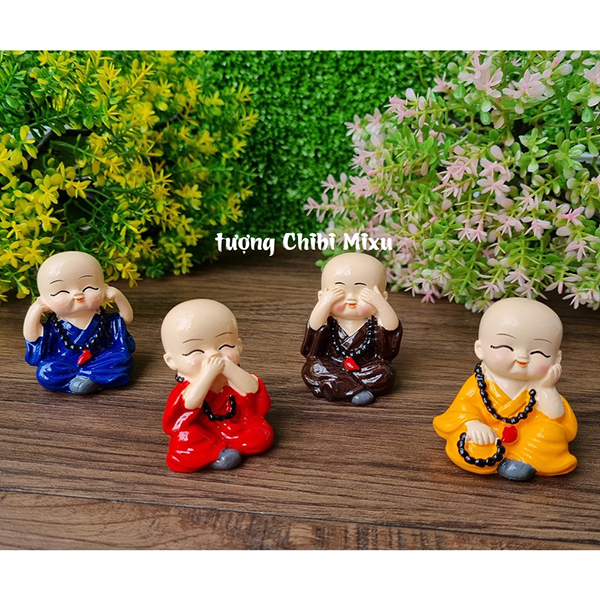 Bộ 04 tượng Tứ Không mẫu có đeo chuỗi size 5cm