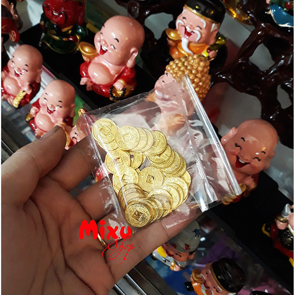 50 đồng xu vàng may mắn size 13mm