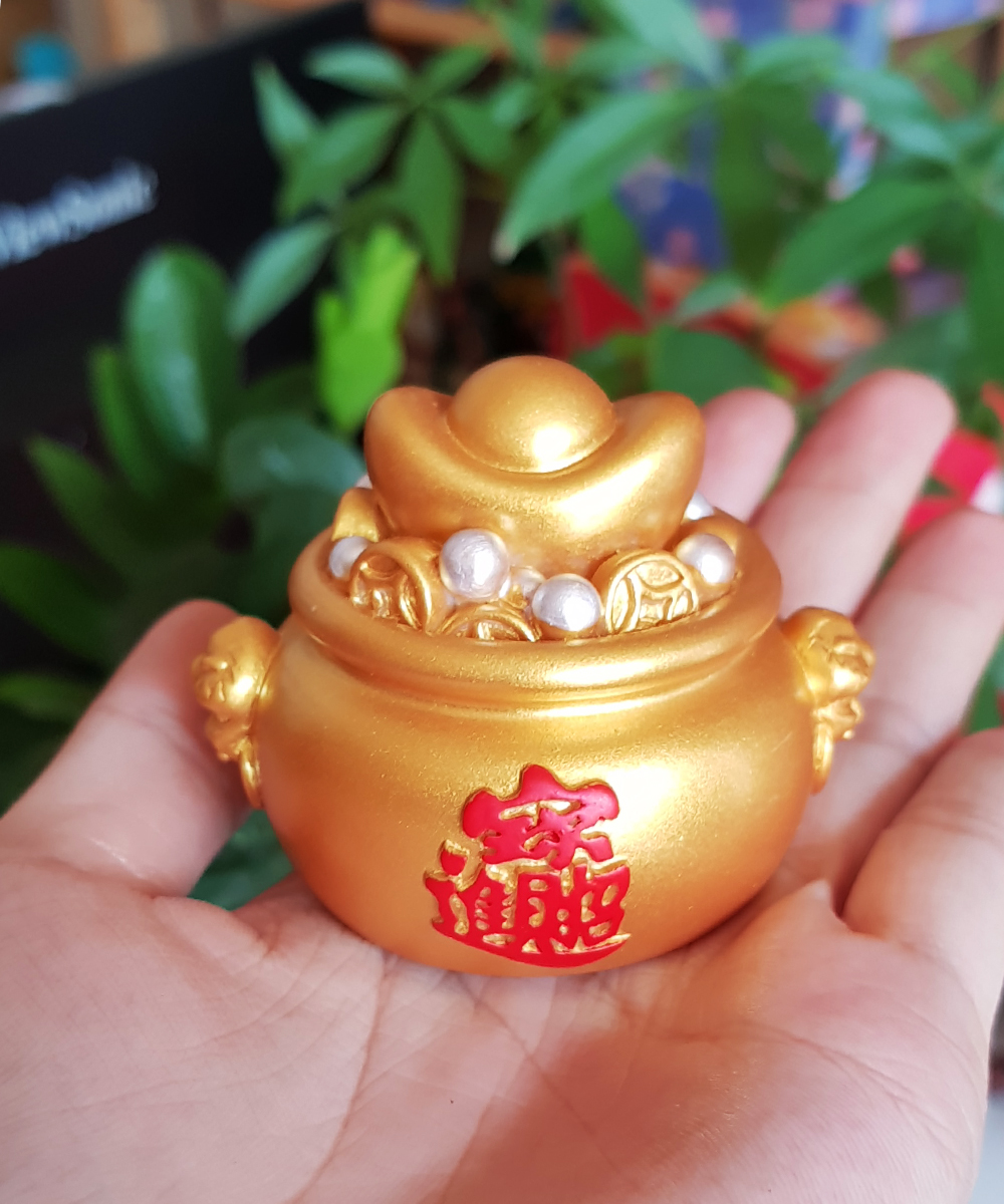 Chậu vàng may mắn 5cm Chiêu Tài Tấn Lộc