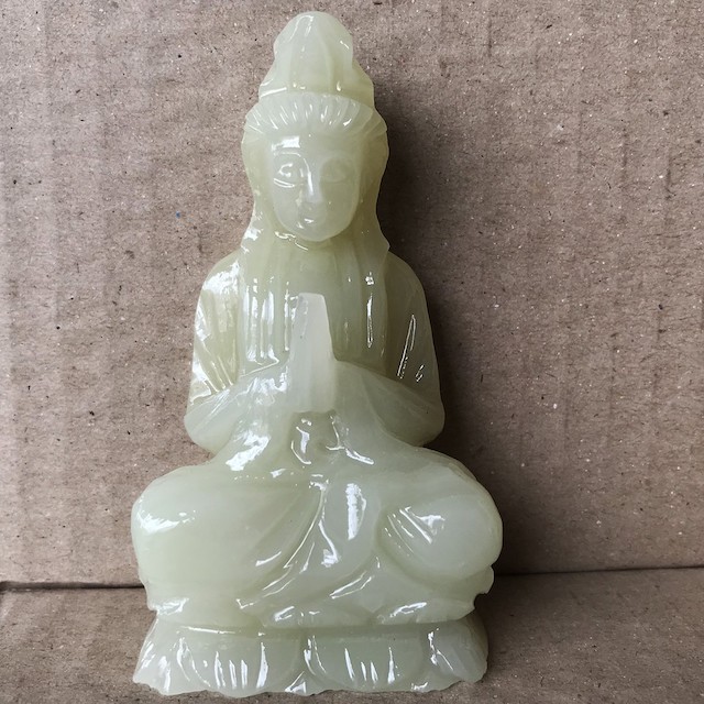 Phật Quan Âm đá onyx màu xanh