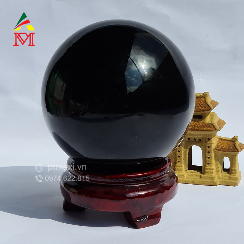 Quả Cầu Đá Obsidian Đen 11cm