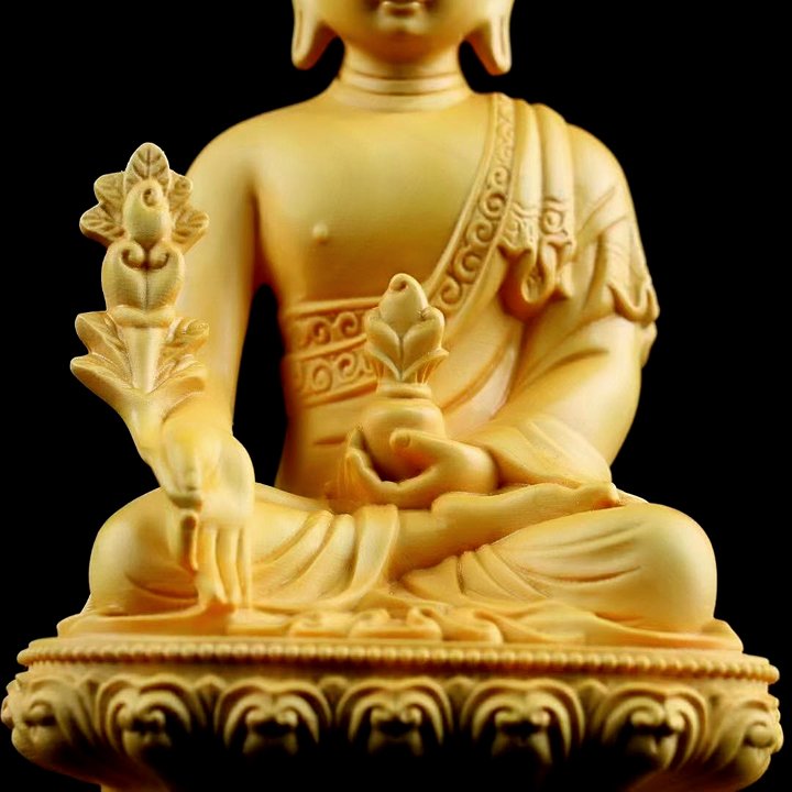 Tượng Phật Dược Sư bằng gỗ hoàng dương - C145
