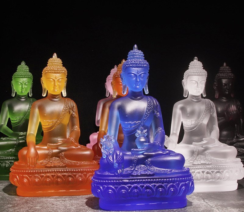 Tượng Phật Dược Sư Lưu Ly (Cao 13 Cm) - Xanh Lá ( Xanh Lục)-Sen Bụt