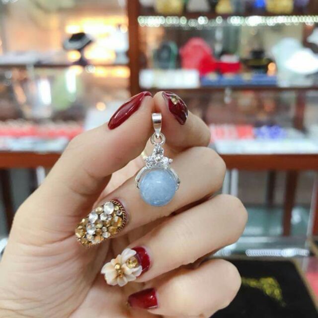 Mặt dây chuyền aquamarine bạc