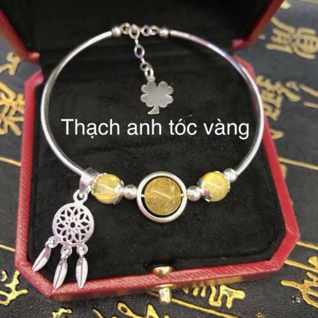 Vòng tay bạc thạch anh tóc vàng