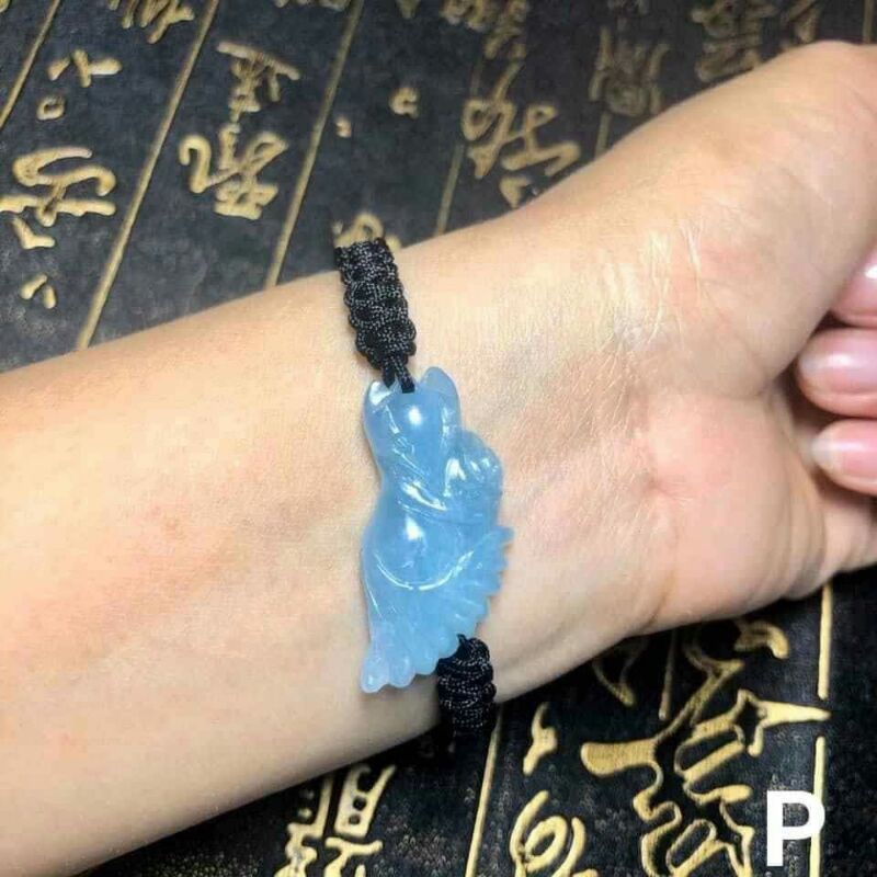 Vòng tết hồ ly aquamarine đuôi vũ