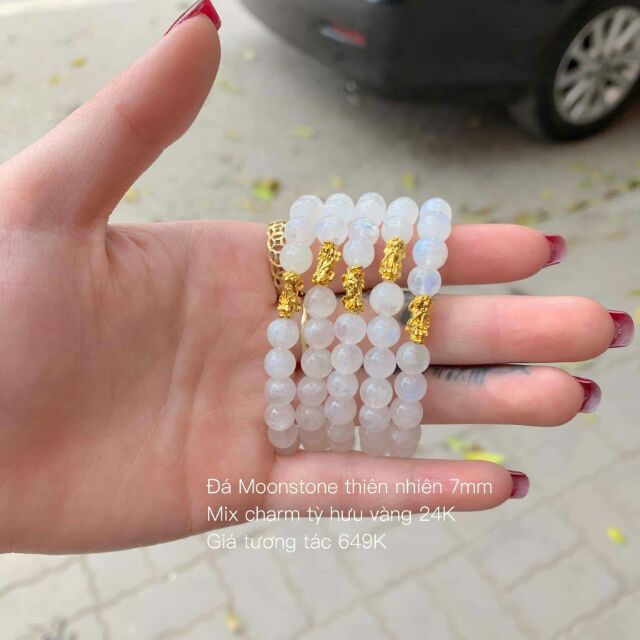 Đá mặt trăng mix tỳ hưu 24k