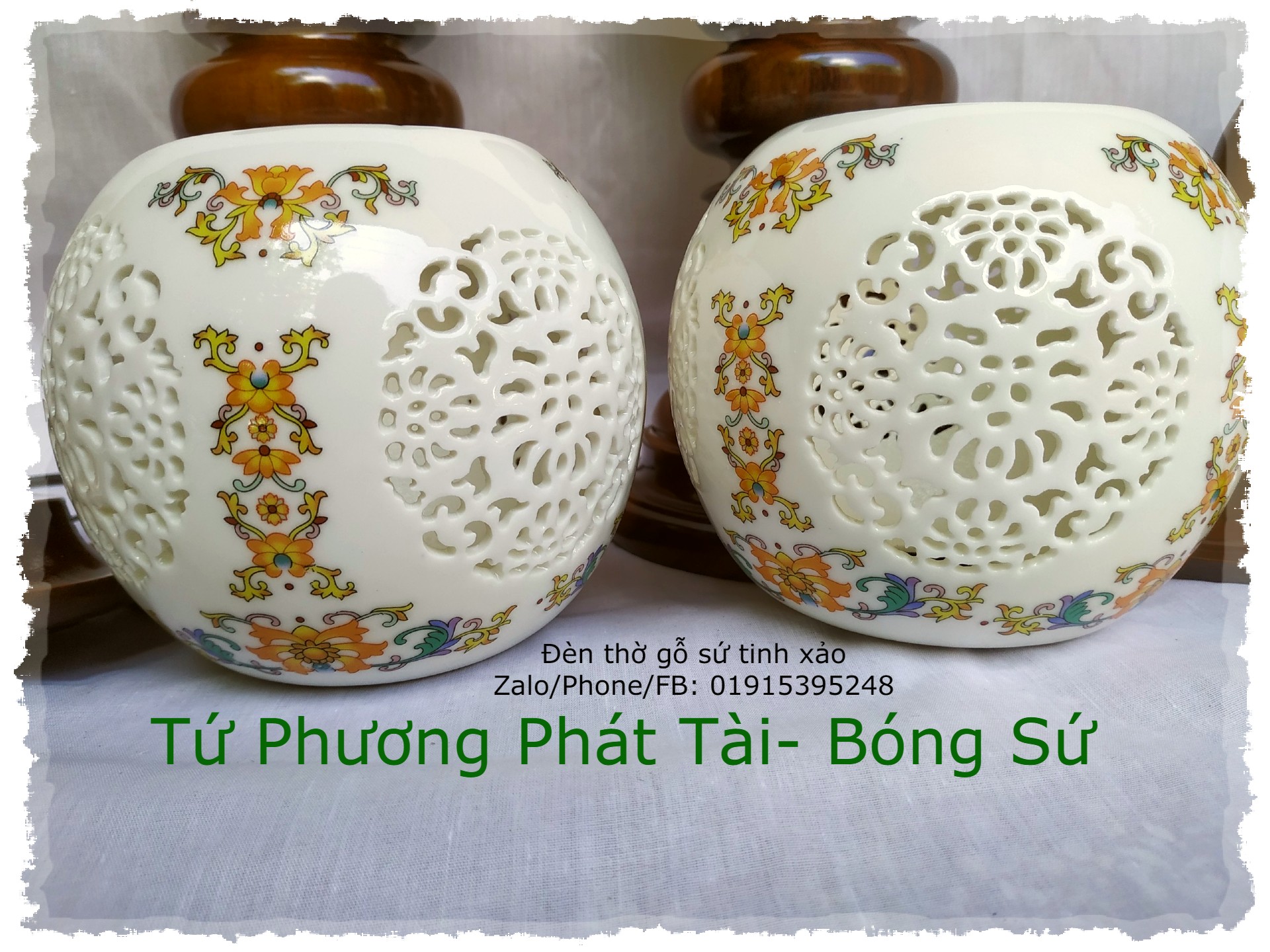 Đôi đèn thờ cao cấp Tứ Phương Phát Tài