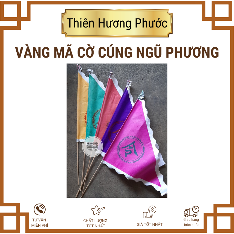 Giấy cúng cờ dùng kéo quân, động thổ, mùng 2, 16, ngũ phương đủ màu