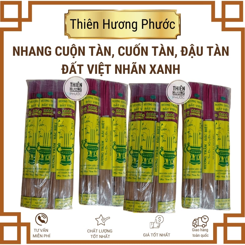 Nhang cuốn tàn Đất Việt nhãn xanh 40cm (thẻ)