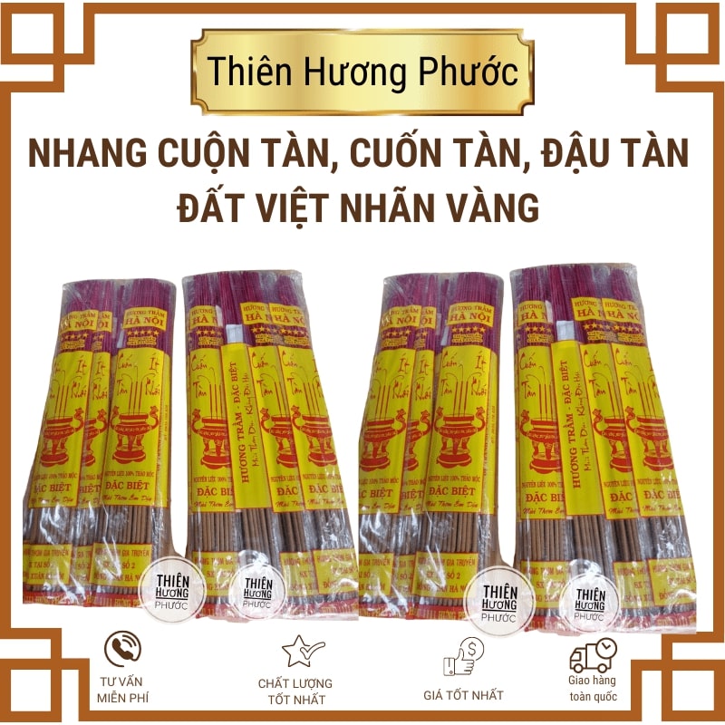 Nhang cuốn tàn Đất Việt nhãn vàng 40cm (thẻ)
