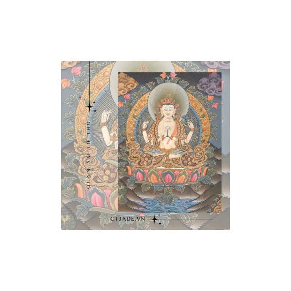2302080 - Hình Phật Quan Âm Tứ Thủ in trên vải lụa a4 - CTjade