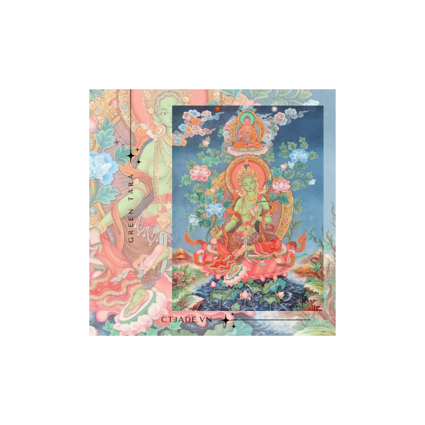 2302081 - Hình Phật Tara Xanh in trên lụa a4 - CTjade