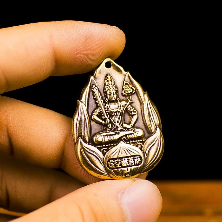 Dây chuyền mặt Phật Hư Không Tạng Bồ Tát hoa sen bằng đồng - MV02