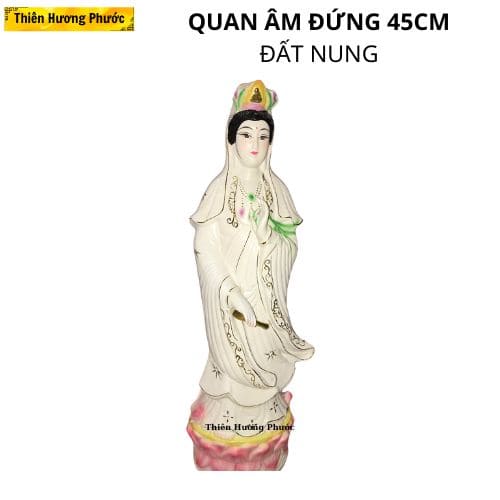 Tượng quan âm đứng đất nung