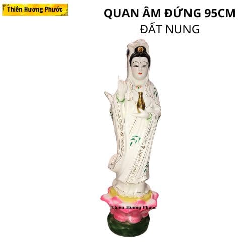 Tượng Phật quan âm đứng đất nung